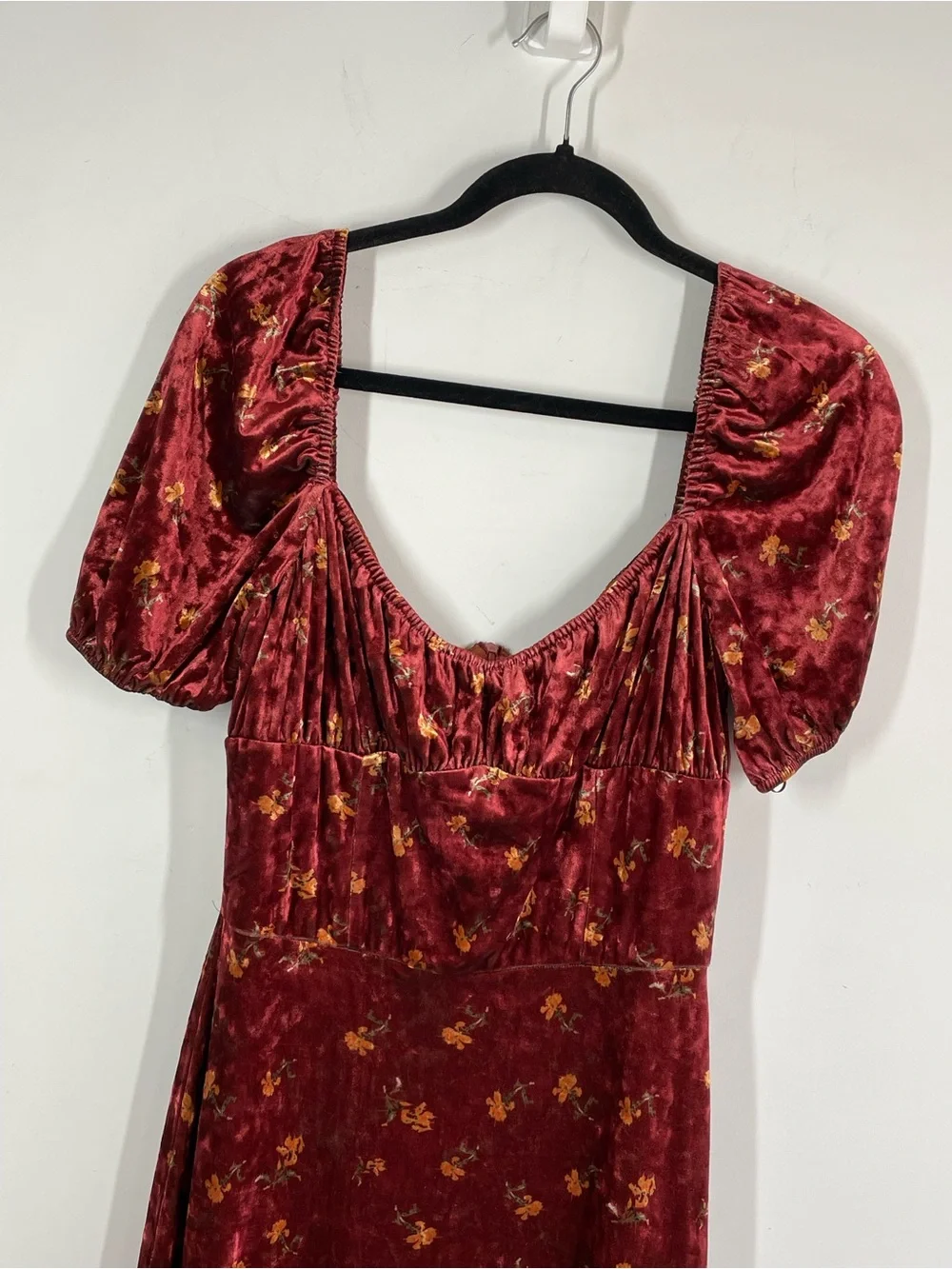 Lait Collection Velvet Floral Maxi Dress Cottagecore Whimsigoth Romantic Large - Picture 3 of 16